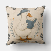 Cute Reading Duck Book Lover Whimsical Nursery  クッション (裏面)