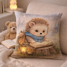Cute Reading Hedgehog Kids Room & Nursery クッション