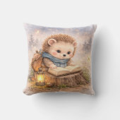 Cute Reading Hedgehog Kids Room & Nursery クッション (正面)