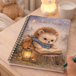 Cute Reading Hedgehog Personalized Kids Journal ノートブック