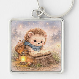 Cute Reading Woodland Hedgehog キーホルダー