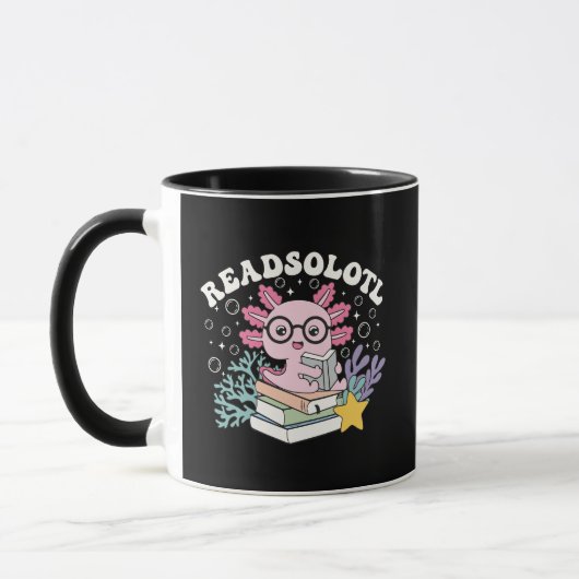 Cute Readsolotl Axolotl Reading Books Pun Coffee  マグカップ (左)