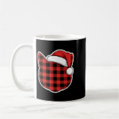 Cute Red And Black Buffalo Plaid Cat Christmas San コーヒーマグカップ (左)