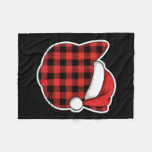 Cute Red And Black Buffalo Plaid Cat Christmas San フリースブランケット (正面(横))