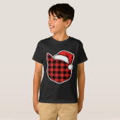 Cute Red And Black Buffalo Plaid Cat Christmas San Tシャツ (正面フル)