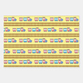 Cute Red and Blue Choo Choo Train Gift Wrap ラッピングペーパーシート (正面2)
