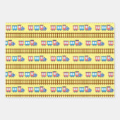 Cute Red and Blue Choo Choo Train Gift Wrap ラッピングペーパーシート (正面)