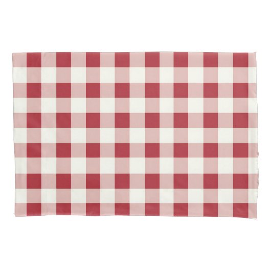 Cute Red and Cream Gingham 枕カバー (正面)