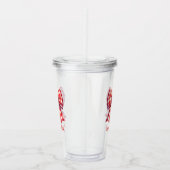 Cute Red and Cream Gingham Bow アクリルタンブラー (右)