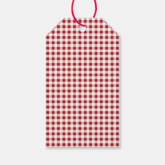 Cute Red and Cream Gingham Bow ギフトタグ (裏面)