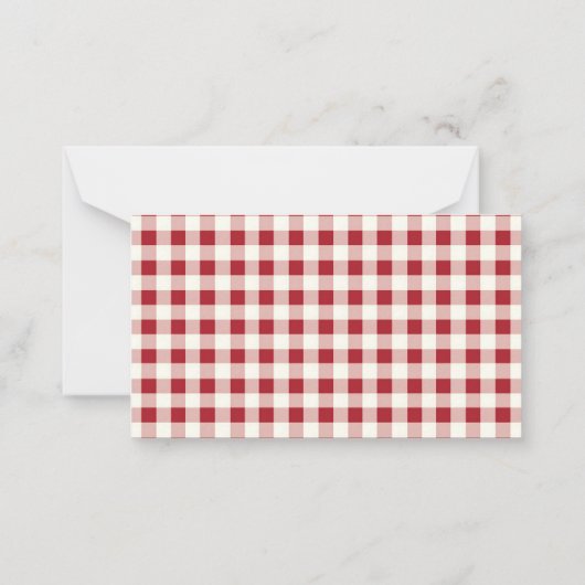Cute Red and Cream Gingham Bow ノートカード (裏面)