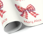 Cute Red and Cream Gingham Bow ラッピングペーパー (ロールコーナー)
