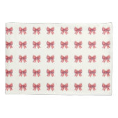 Cute Red and Cream Gingham Bow 枕カバー (裏面)