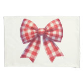 Cute Red and Cream Gingham Bow 枕カバー (正面)