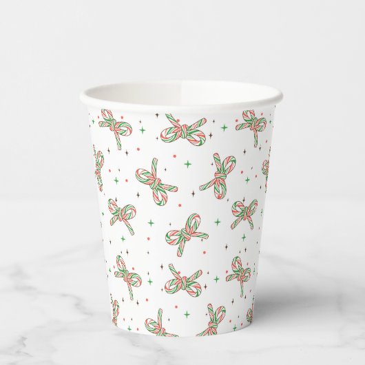 Cute Red and Green Candy Cane Bow Holiday 紙コップ (左)