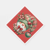 CUTE RED AND GREEN HOLIDAY CHRISTMAS GNOME スタンダードランチョンナプキン (角)