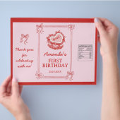 Cute Red and Pink Bow Cake Party Chip Bag Wrapper チラシ (手)