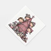 CUTE RED AND PINK HOLIDAY CHRISTMAS TREES スタンダードランチョンナプキン (角)
