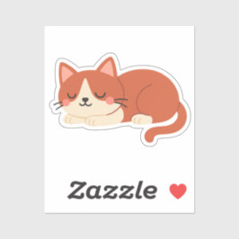 Cute Red and White Cat – Sleeping Kitty シール