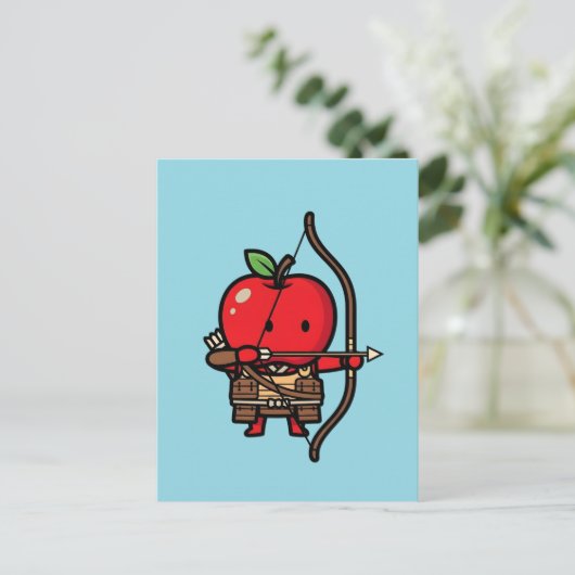 Cute Red Apple Samurai Archer Yumi Bow  ポストカード (スタンド正面)