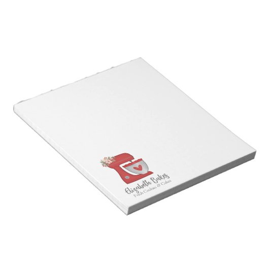 Cute Red Bakery Cake Mixer Notepad ノートパッド (アングル)