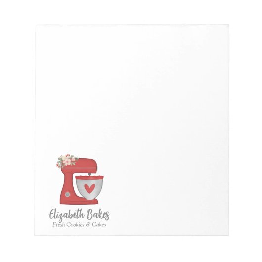 Cute Red Bakery Cake Mixer Notepad ノートパッド (正面)