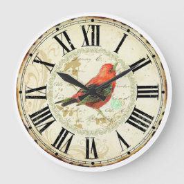 cute red bird roman numeric ラージ壁時計