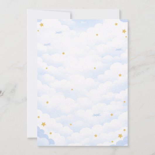 Cute Red & Blue Airplane Balloon 5th Birthday 招待状 (裏面)