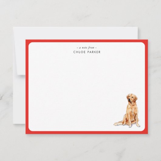 Cute Red Border Golden Retrie Christmas Thank you  サンキューカード (正面)