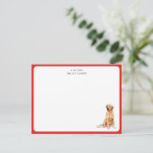 Cute Red Border Golden Retrie Christmas Thank you  サンキューカード (スタンド正面)