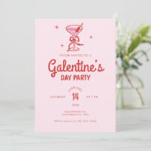 Cute Red Bow Cocktail Galentine's Day Party 招待状 (スタンド正面)