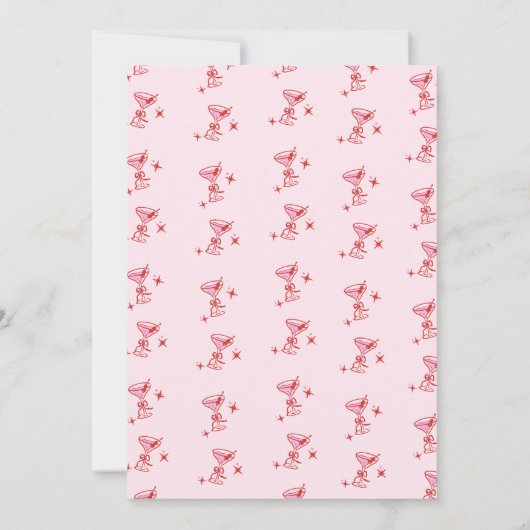 Cute Red Bow Cocktail Galentine's Day Party 招待状 (裏面)