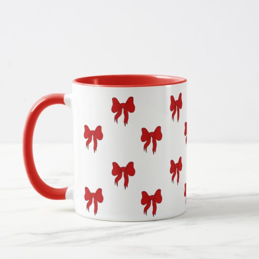 Cute Red Bow Pattern Mug | Gift for Her マグカップ (左)