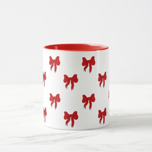 Cute Red Bow Pattern Mug | Gift for Her マグカップ (中央)