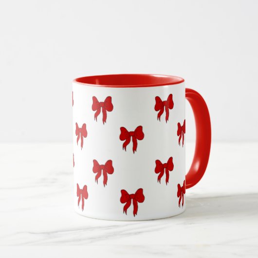 Cute Red Bow Pattern Mug | Gift for Her マグカップ (正面右)