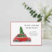 Cute Red Car New Home for Holiday ポストカード (スタンド正面)