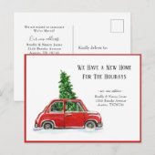 Cute Red Car New Home for Holiday ポストカード (正面/裏面)