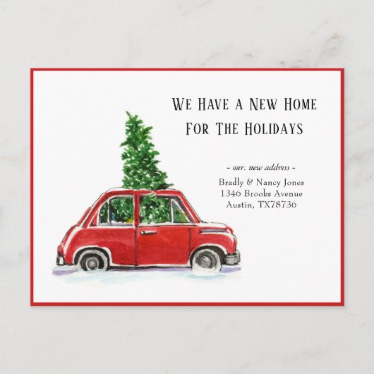 Cute Red Car New Home for Holiday ポストカード (正面)