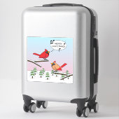 Cute Red Cardinal Singing Merry Christmas シール (スーツケース)