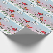 Cute Red Cardinal Singing Merry Christmas ラッピングペーパー (角)