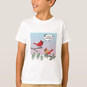 Cute Red Cardinal Singing Merry Christmas Tシャツ (正面)