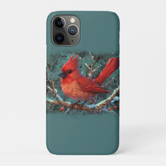 Cute Red Cardinal with Winter Red Berries Case-Mate iPhoneケース (裏)