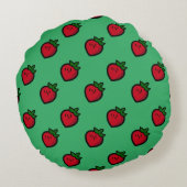 Cute Red Cartoon Strawberries for Vegetarians ラウンドクッション (裏面)