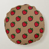 Cute Red Cartoon Strawberries for Vegetarians ラウンドクッション (裏面)