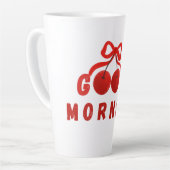 Cute Red Cherry Bow Good Morning Coffee Mug カフェラテマグ (左アングル)