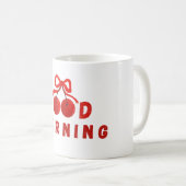 Cute Red Cherry Bow Good Morning Coffee Mug コーヒーマグカップ (正面右)