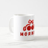 Cute Red Cherry Bow Good Morning Coffee Mug コーヒーマグカップ (正面左)