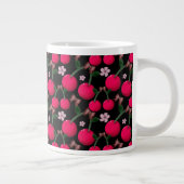 Cute red Cherry floral pattern  ジャンボコーヒーマグカップ (右)