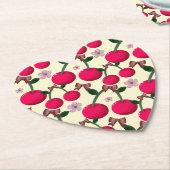 Cute red cherry pattern  ペーパーコースター (アングル)