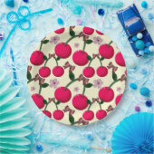 Cute red cherry pattern  ペーパープレート (パーティー)